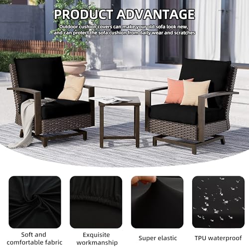 12Pcs Outdoor Cushion Covers, Patio Cushion Covers,Stretch Elastic Slipcovers, Replacement Washable & Reusable Furniture Protector for Patio Couch (Black,Cover Only) - color: Black, size: 12Pcs-Solid color