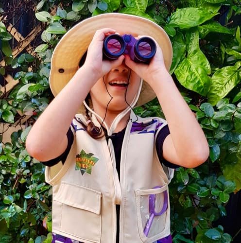 Adventure Kidz - Outdoor Exploration Kit, Children’s Toy Binoculars with Case, Flashlight, Compass, Fox Whistle, Magnifying Glass, Backpack. Great Kids Set for Camping, Hiking, STEM, Pretend Play. - color: Purple