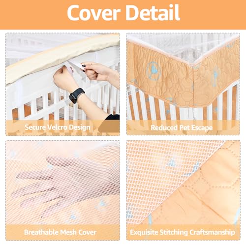 PJYuCien Dog Playpen Bottom Pad and Cover Fits for 36 Inch 4 Panels Exercise Pet Pen, Orange - style: Orange Bottom Cover Set, 36"Width, Orange ( Adhesive Tape Connections )