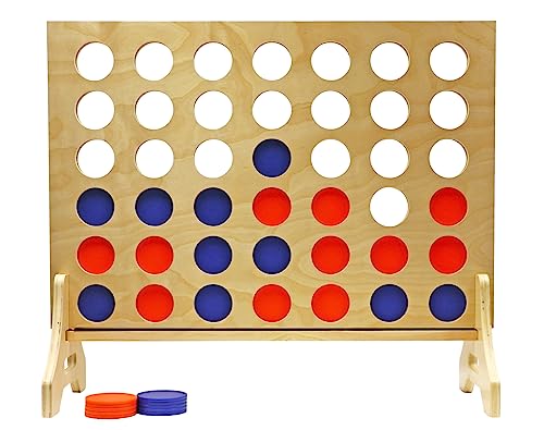 Tailgating Pros Premium Giant Four in a Row with Carrying Case - Jumbo Oversized Outdoor Yard Game - Connect Multiple Pucks in a Row to Win - Many Puck Colors Available! - color: Blue / Orange