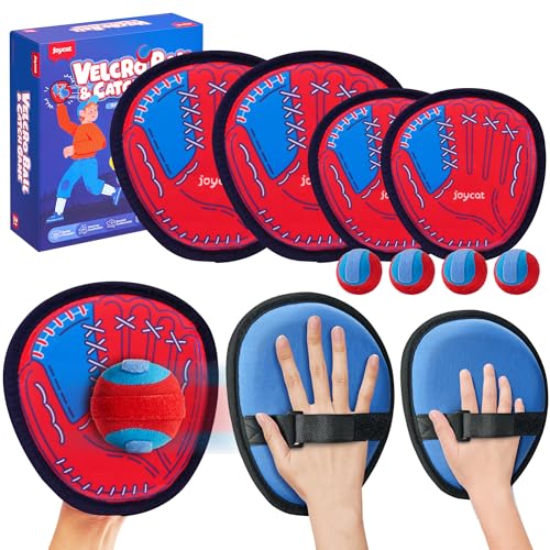 JoyCat Toss and Catch Ball Game, 2 Adult & 2 Kids Paddles Sticky Ball Set, Family Outdoor Catch Game for Beach, Backyard & Pool, Birthday Gifts for Boys Girls Ages 3+ - style: 2 Kid Paddles 2 Adult Paddles