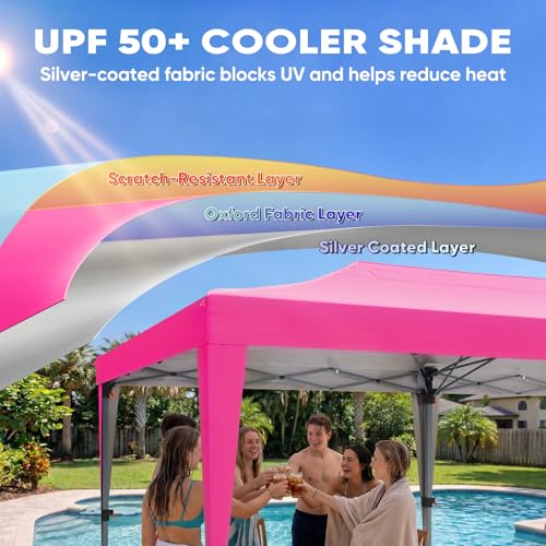 Quictent 10x20 Pop up Canopy Without Sidewalls Easy up Canopy Tent Instant Shelter with Windows for Outdoor Events Parties Weddings Commercials Vendors - color: Pink, size: 10x20 Without Sidewall