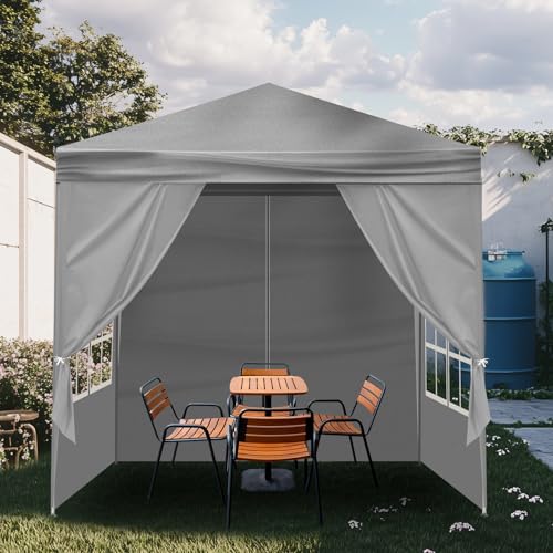 6.5x6.5ft Heavy Duty Commercial Canopy Tent,Portable Folding Canopy Tents,Waterproof Patio Gazebo Tent,Folding Outside Shelter Gazebos,with 4 Removable Sidewalls,for Wedding Party Backyard (Dark Grey) - color: Dark Grey