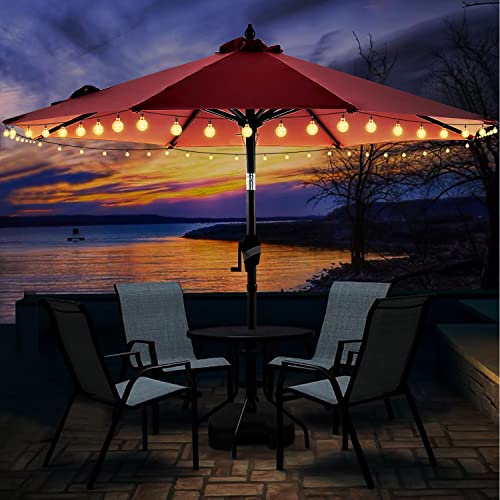 POOCCI Solar Umbrella Lights Crystal String Lights Solar Powered Waterproof 60 LED Patio Umbrella Lights 8 Lighting Modes Fairy Lights Outdoor for Garden Yard Beach Party Wedding Decor(Warm-White)