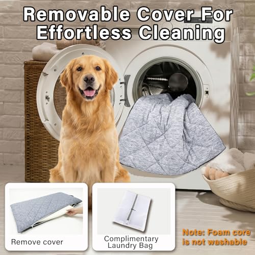 JoyBlooms Dog Bed for Car Back Seat, Dog Cooling Mat with 1.1in/2.8cm Thick Foam, Cooling Anti-Slip Washable Back Seat Pet Bed, 51.6in x 22.6in Fit on Backseat Extenders of SUVs and Small Trucks,Gray - color: Gray