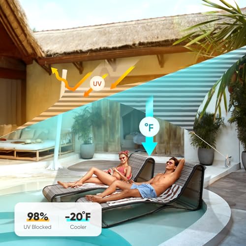Quictent 12x16ft 185G HDPE Rectangle Sun Shade Sail Canopy 98% UV Block Outdoor Patio Garden with Hardware Kit (White and Gray) - color: White and Grey Multi, size: 12 x 16 ft, style: Rectangle