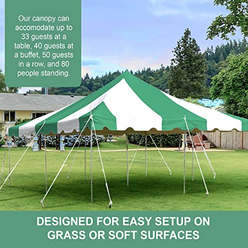 Party Tents Direct 20'x 20' Weekender Canopy Pole Tent with Sidewalls - Easy Up Canopy Tent with 80 Person Capacity - Outdoor Canopies for Parties, Weddings, and Events (Green/White) - color: Green, size: 20' x 20'