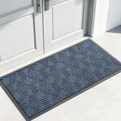 Yimobra Large Door Mat 47x24, All-Weather Waterproof Non-Slip Welcome Matt Outdoor, Heavy Duty Non Slip Doormat for Entryway for Patio and Garage Indoor, Easy Clean, Blue - color: Blue, size: 47x24 Inch