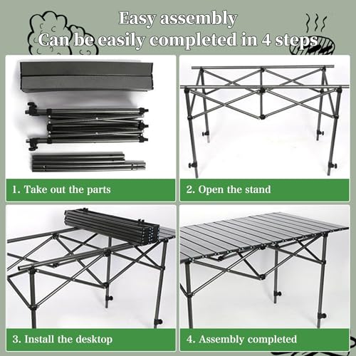 Adjustable Height Aluminum Folding Camping Table，Folding Grill Table，for Outdoor, Camping, Beach, BBQ, Patio, and Picnic, Durable & Waterproof with Carrying Bag (Trumpet) - size: Trumpet