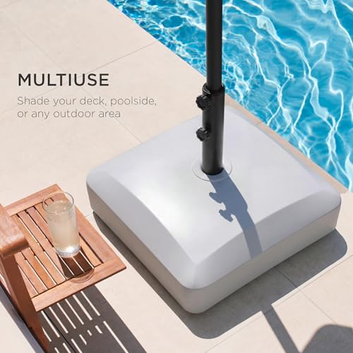 Best Choice Products 123lb Capacity Fillable Mobile Umbrella Base Heavy Duty Market Stand for Patio, Deck, Poolside w/ 4 Wheels, 2 Locks, 2 Knobs, Wind-Resistant Design - Gray - color: Gray