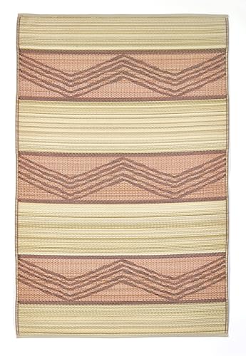 Fab Habitat Outdoor Rug - Waterproof, Fade Resistant, Crease-Free - Premium Recycled Plastic - Tribal Boho - Patio, Deck, Porch, Balcony, Laundry Room - Lagos - Sand & Coral - 4 x 6 ft - color: Lagos - Sand & Coral, size: 4' x 6' (Rectangular)