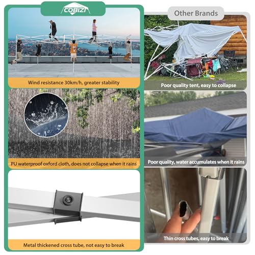 COBIZI 13x26 Pop up Canopy Tent 13x26 Canopy with 6 Sidewalls Waterproof Heavy Duty Commercial Canopy Tent for Parties Outdoor Garden Gazebo, Carry Bag with Wheel(13x26ft, Black) - color: Black, size: 13X26FT 6 Sidewalls