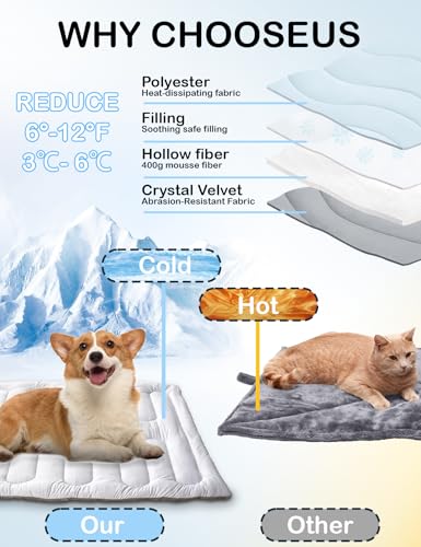 Dog Cooling Mat, Reversible Self-Cooling Mat for pet, Cool Fabric Top & Velvet Back, Portable Ice Cool Fabric Dog Bed, Easy Washable Summer Pets Cool Pad for Indoor Outdoor (L(48.0″*27.9″)) - size: L(48.0″*27.9″)