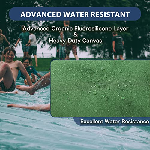 12’x12’ Canvas Tarps Heavy Duty Waterproof Tarpaulins with Aluminum Grommets,UV Resistant, 22Mil Multipurpose Drop Cloth, 14oz Durable Cover Sheet for Outdoor and Indoor Use with Ropes. - color: Green, size: 12'x12'