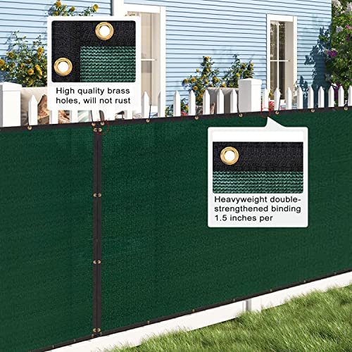 Privacy Fence Screen 8' x 9', 90% Blockage Heavy Duty 170 GSM Fencing Mesh Net Cover for Outdoor Wall Garden Yard Backyard Cable Zip Ties Included Dark Green-We Make Custom Size - color: Dark Green, size: 8X9 FT - Custom Sizes