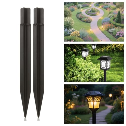 8.25" Reinforced ABS Plastic Solar Ground Spikes - Durable Solar Light Replacement Stakes for Garden, Pathway, Deck, Camping, Christmas Lights (Fits 0.83" Inside Diameter) (Black-6 Pack) - color: Black-6 PACK