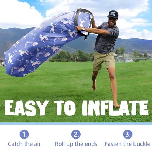 AlphaBeing Inflatable Lounger Beach Chair Accessories, Air Sofa Hammock Inflatable Couch for Camping Backyard Lakeside with Compression Sacks, Ideal Outdoor Gifts for Adults - color: Unicorn Navy