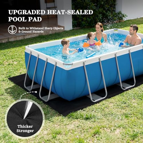 UIRWAY 7 x 10ft Rectangle Heavy Duty Pool Liner Pad for Above Ground Pool, [2026 New Pool Pad 300G/M² Thicker] Under Pool Mat Padding, Pool Ground Cloth Protector for Pool Bottom, Extend Liner Life - size: Rectangle-7ft-x-10ft