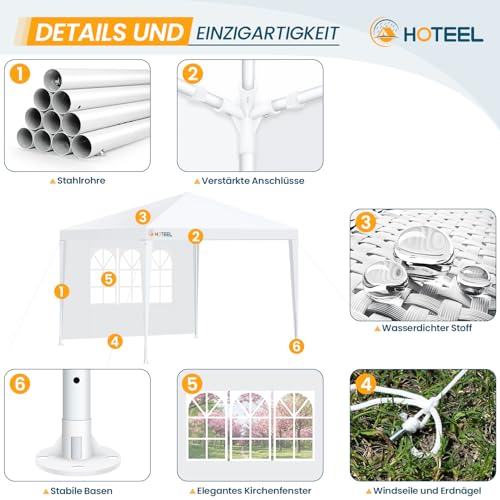 HOTEEL 10'x10' Canopy Party Tent with 2 Removable Sidewalls, Waterproof Outdoor Shelter for Camping, Patio, Weddings & Events, Portable White Gazebo - color: White, size: 10x10 ft (With 2 Sidewalls)