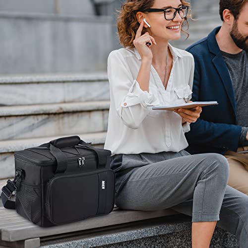 MIER Mens Lunchbox for Work Insulated 24 Cans/15L Large Lunch Bags Leakproof Adult Women Lunch Box Coolers for Travel Beach Picnic Office, Black - color: Black