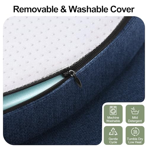 Tromlycs 14 Inch Round Bar Stool Cushion Non-Slip Foam Seat Pad Removable Cover for Circle Chairs (14x14 Inches, Navy Blue) - color: Navy Blue, size: 14 inch