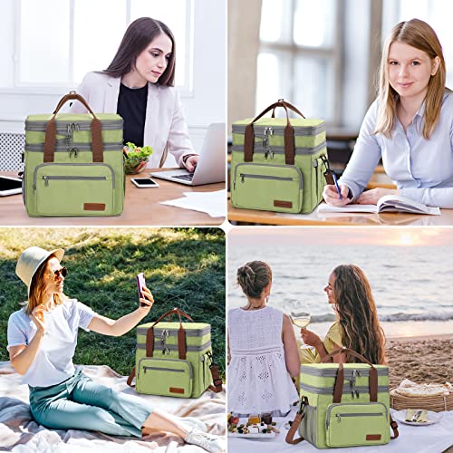 Maelstrom Lunch Box, 23L Insulated Lunch Bag, Expandable Double Deck Cooler Bag, Lightweight Leakproof Tote Bag With Side Tissue Pocket, Suit For Men and Women (C. Green) - color: C. Green