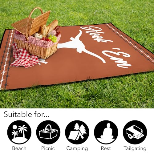 LOGOVISION University of Texas Picnic Outdoor Blanket, 50"x60" Barbed Stripes, Foldable Blanket for Picnic, Beach, Camping, Park, Tailgate - color: Barbed Stripes