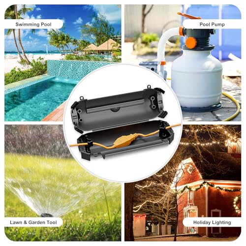 iwillink 2 Pack Outdoor Extension Cord Cover Waterproof - Weatherproof Electrical Connection Box for Outdoor Outlet, Plug, Socket, Christmas Holiday Decoration, Power Tool, Black - color: Black, size: 2 Pack