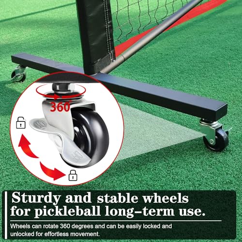 Pickleball Net for Driveway, Portable Pickleball Net System with Regualtion Size 22FT Pickle Ball Net, Outdoor Pickleballs, Carry Bag, Weather Resistant Metal Frame - style: Pickleball net with wheels