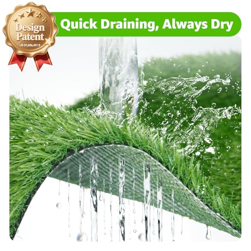 LOOBANI 35x23in Large Dog Litter Box: Dog Grass Pad with Tray with 2×Artificial Grass Pads + 1×Drainage Grate - Quickly Absorbent Portable Patio Potty for Balcony Apartment Indoor Outdoor Use