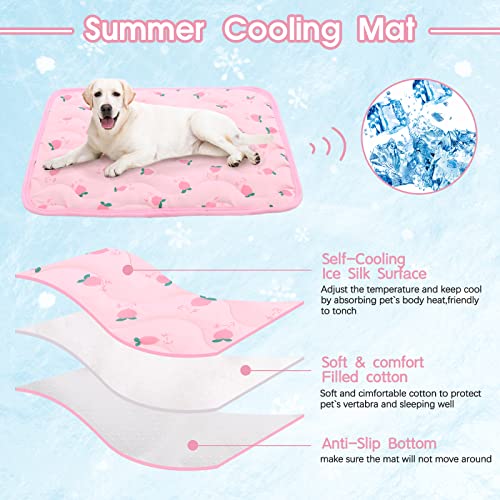 Dog Cooling Mat, Summer Cooling Mat for Dogs, Self Cooling Pad for Small Medium Large Dogs Cats, Non-Toxic Breathable Sleep Bed Summer Pet Bed Puppy Ice Blanket for Kennel Sofa Bed Floor - color: Pink, size: L