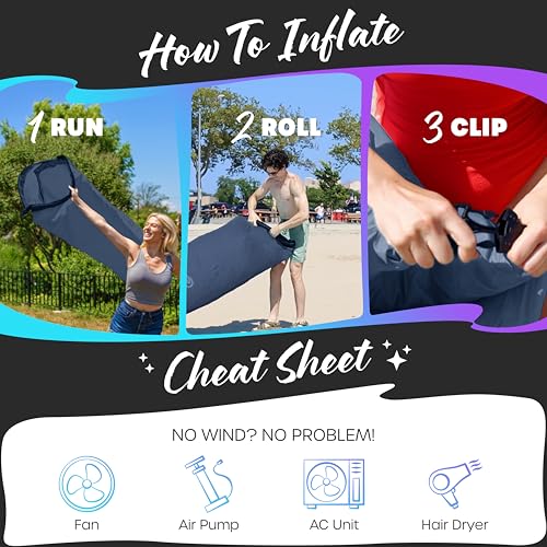 Nevlers 450Lbs Cap Outdoor Inflatable Couch for Camping Navy Blue| Tough 210T Polyester Air Chair Inflatable Lounger | Inflatable Chairs for Movie Night, Hiking, Travel Beach Chair & Portable Hammock - color: Navy, size: 1 Pack