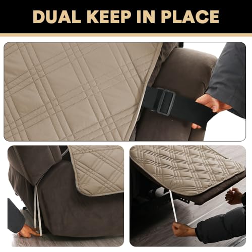 PrinceDeco Recliner Cover 100% Waterproof Couch Cover Sofa Cover for Living Room Water Resistant Furniture Protector with Elastic Straps for Pets Dog(Recliner28,Taupe) - color: Taupe, size: Recliner