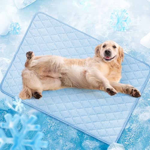 LOOBANI Dog Cooling Mat for Large Dog 48"x28" - Dog Cooling Mat for Dogs Cool Pad Durable Blanket Machine Washable, Pet Cool Mat for Outdoor, Indoor (Blue, 28"x48") - color: Blue, size: 48"x28"
