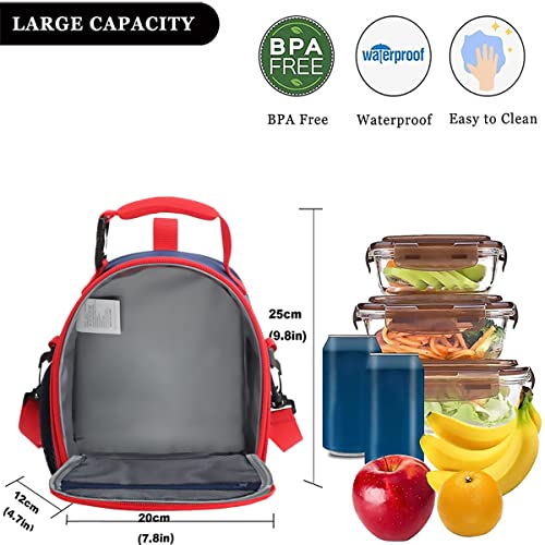 Kids Lunch Box, Lunch Tote Bags for Boys Insulated Soft Bag Back to School Thermal Meal Tote Kit Baseball Flag - color: Baseball Falg