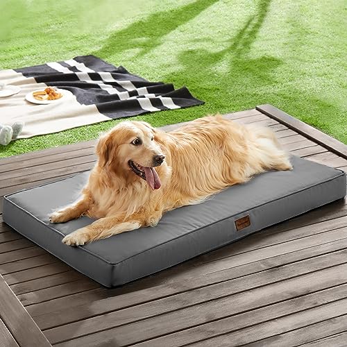 BFPETHOME Outdoor Dog Bed for Large Dogs, Waterproof, Orthopedic with Removable Washable Cover, Egg Crate Foam Mat. (30 x 20in, Dark Grey) - color: Dark Grey, size: 30.0"l X 20.0"w X 3.0"th