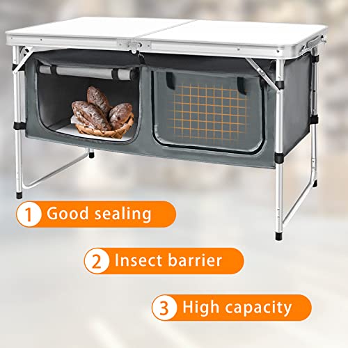CampLand Outdoor Folding Table Aluminum Lightweight Height Adjustable with Storage Organizer for BBQ, Party, Camping - color: Whitebig