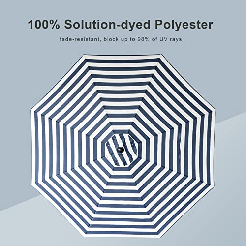 Tempera 9ft Scalloped Patio Umbrellas Outdoor Table Umbrellas with Fade Resistant Canopy, 8 Sturdy Rids, Elegant Vintage Umbrellas for Lawn, Pool, Deck, Balcony - color: Blue White Stripe, size: 9 FT