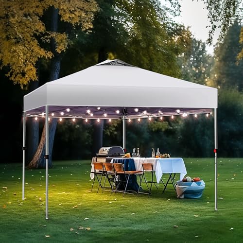 PHI VILLA 10x10 Pop Up Canopy Tent Easy Outdoor Sun Shade for Events Party Tent, 100 Sq. Ft of Shade, White - color: White, size: 10×10