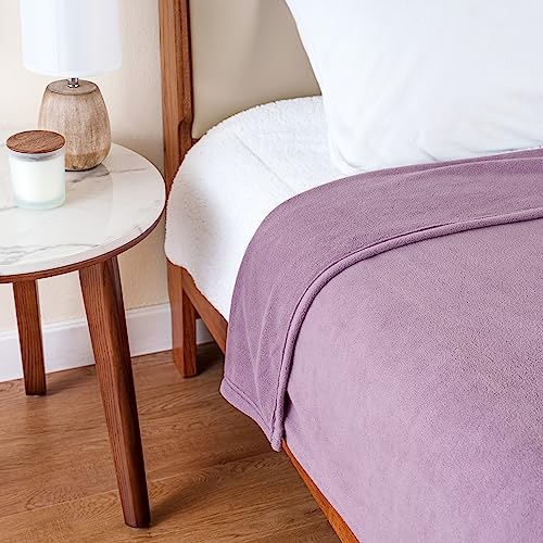 Berkshire Blanket Microfleece Queen Size Bed Blanket Lavender, Lightweight Soft Breathable Plush Micro Fleece Blanket for Bed Couch Sofa, 90x90 Inches - color: Lavender, size: Full/Queen