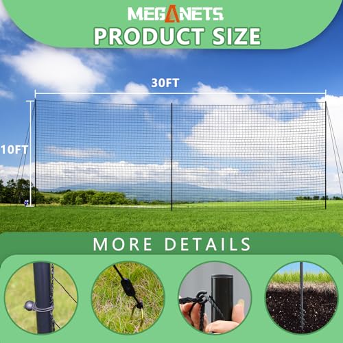 Backstop Net System for Backyard – Heavy Duty Sports Barrier Net with Steel Posts, Movable/Socketed Ball Stop Net for Soccer, Baseball, Training - size: 30FT Wide, style: Socketed-1 Inch Net