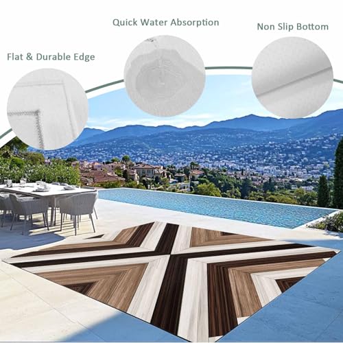 Outdoor Rug Mats for Patios, Boho Aztec Ethnic Style,Washable Indoor Carpet Area Rug with Non Slip Backing for Balcony,Picnic,Beach Vintage Wood Grain - size: 5' x 8' (Rectangular)