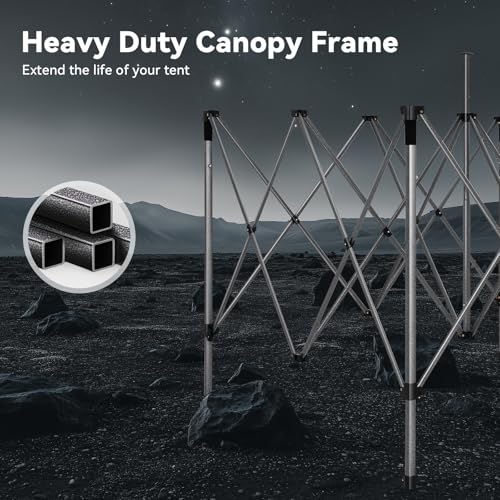 COBIZI 10x20 Heavy Duty Pop Up Canopy Tent with 6 Sidewalls Thicken Frame, Commercial Easy Up Outdoor Wedding Party Tents, All Season Waterproof Windproof with Stakes Sandbags Ropes Roller Bag, Gray - color: Gray, size: 10x20