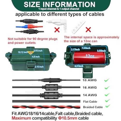Outdoor Electrical Box Waterproof IP54-rated Outdoor Outlet Box Black Outdoor Extension Cord Cover Box (Inner 6.5 x 3.5 x 2.2inch) Wall-Hangable Waterproof Box for Protect Outlet(2 PCS Green) - color: 2 PCS Green
