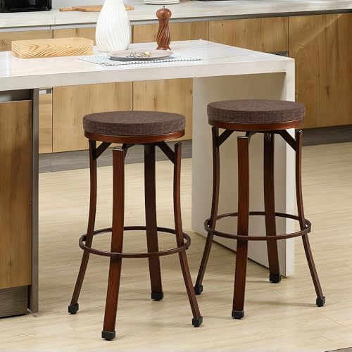 Tromlycs 14 Inch Round Bar Stool Cushion Non-Slip Foam Seat Pad Removable Cover for Circle Chairs (14x14 Inches, Brown) - color: Brown, size: 14 inch