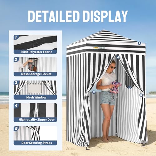 CROWN SHADES 4x4 Pop Up Changing Tent, Patented One-Push Center Lock Portable Changing Room, Privacy Canopy for Camping, Poolside, Beach, Photoshoots, Gray/White - color: Gray/White, size: 4X4 FT