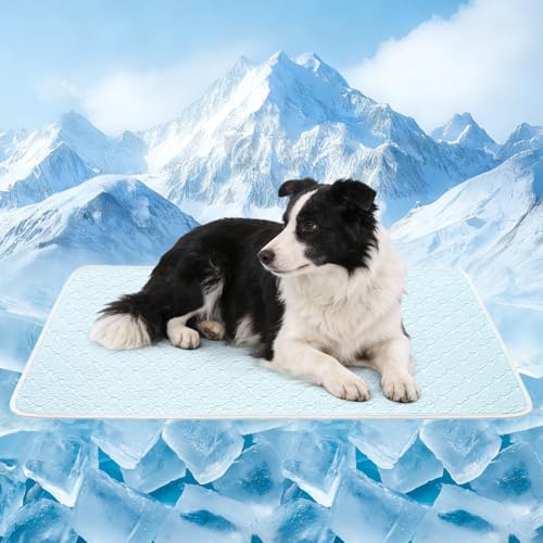 Dog Cooling Mat - Instant 6-12°F Drop, Cooling Mat for Pets Q-MAX >0.5 & Machine Washable, Anti-Slip Bottom, Cool Relief Bed for Dogs & Cats Light Blue 42" x 28" - color: Light Blue, size: XL (42" x 28")