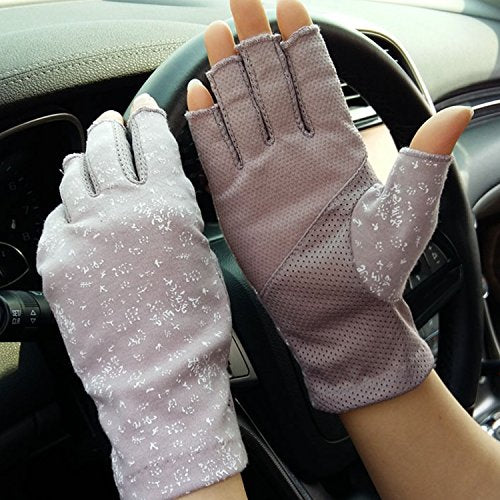 Lightweight Summer Fingerless Gloves Men Women UV Sun Protection Driving Cotton Gloves Nonslip Touchscreen Mittens - color: Cameo Brown