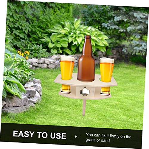 MAGICLULU Wooden Beer Rack Insert Ground Wine Stake Outdoor Drink Holder Detachable Design Suitable for Garden and Camping