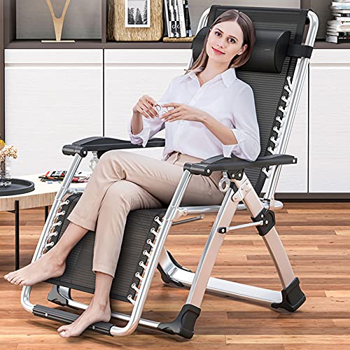 DoCred Zero Gravity Chair, Lawn Recliner, Reclining Patio Lounger Chair, Folding Portable Chaise with Detachable Soft Cushion, Cup Holder, Headrest - color: Smoky Gray, style: Zero Gravity Chair